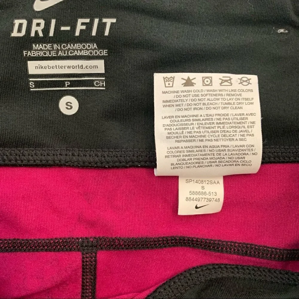 Nike Dry-Fit Running Athletic Crop Pants Pink & Black Dot Cano Women’s Small (S)